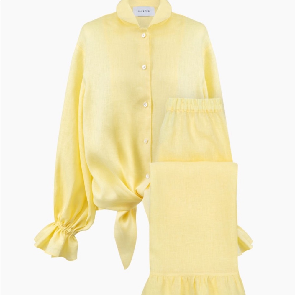Rumba Linen Lounge Suit in Lemon
